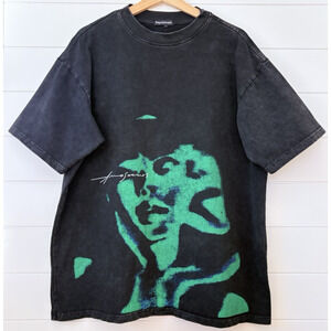 RapidStreet T-Shirt Graphic Eyes Relaxed Tee Black Green Men Unisex Streetwear L